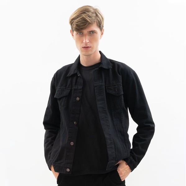 Houseofcuff Jaket Jeans Pria Polos Tebal Dilan Jaket Denim Hitam