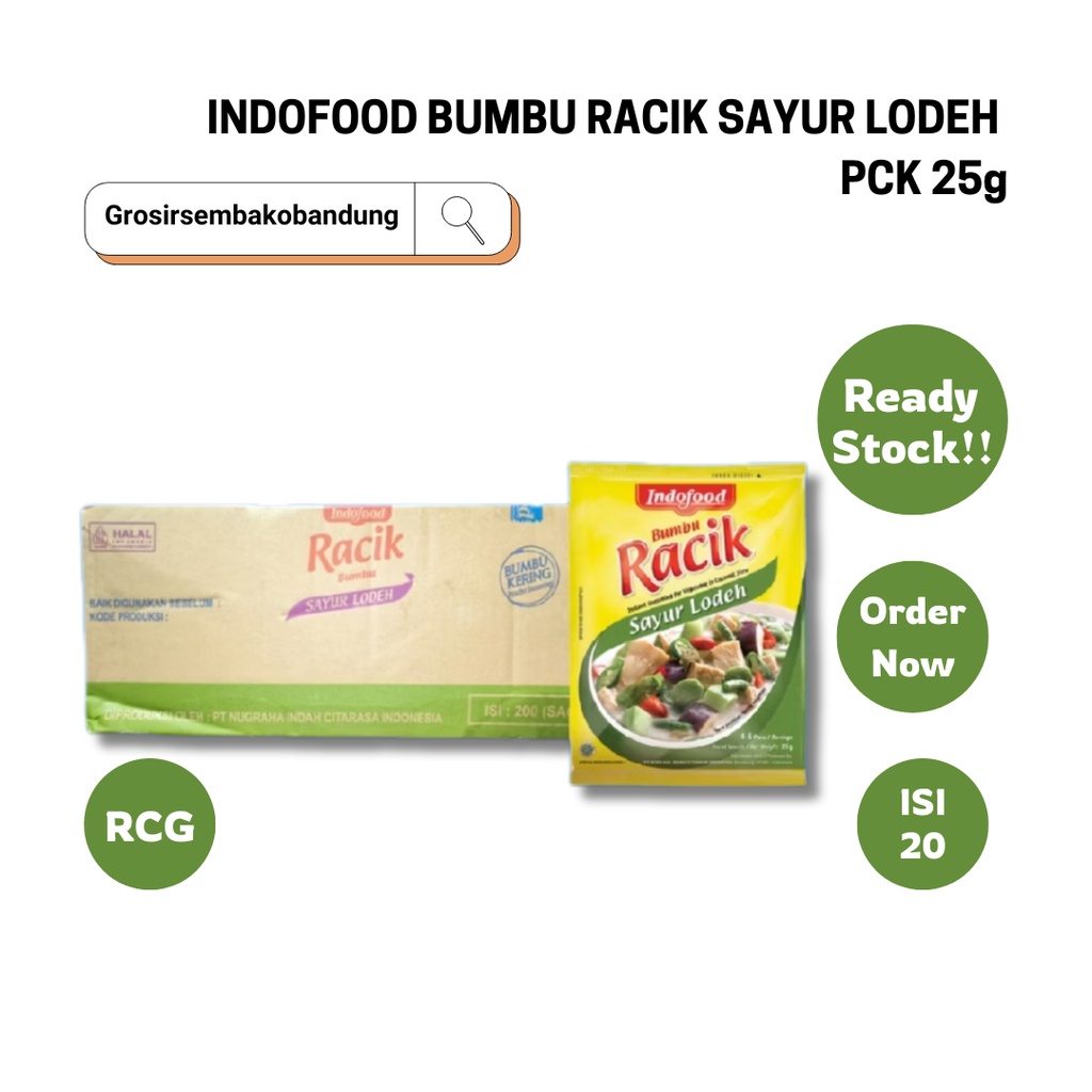 

INDOFOOD BUMBU RACIK SAYUR LODEH PCK 25g - 1 Dus - Kota Bandung