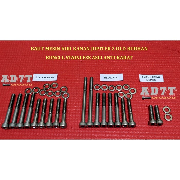 [Good] Baut Set Mesin Jupiter Z old Burhan Kunci L Stainless asli Tahan Karat