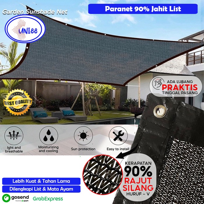 Terlaris Jaring Paranet 95% Tebal / Paranet 90% Anti Uv / Paranet Jahit List Ring Terpal / Jaring