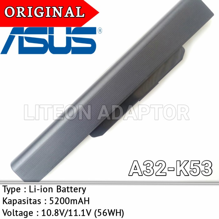 BATERAI ORIGINAL LAPTOP ASUS A43S K53 K43 X44H X44C GRATIS ONGKIR