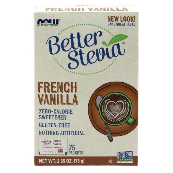 

Now Better Stevia French Vanilla Zero Calorie Sweetener 75 X 1 Gram