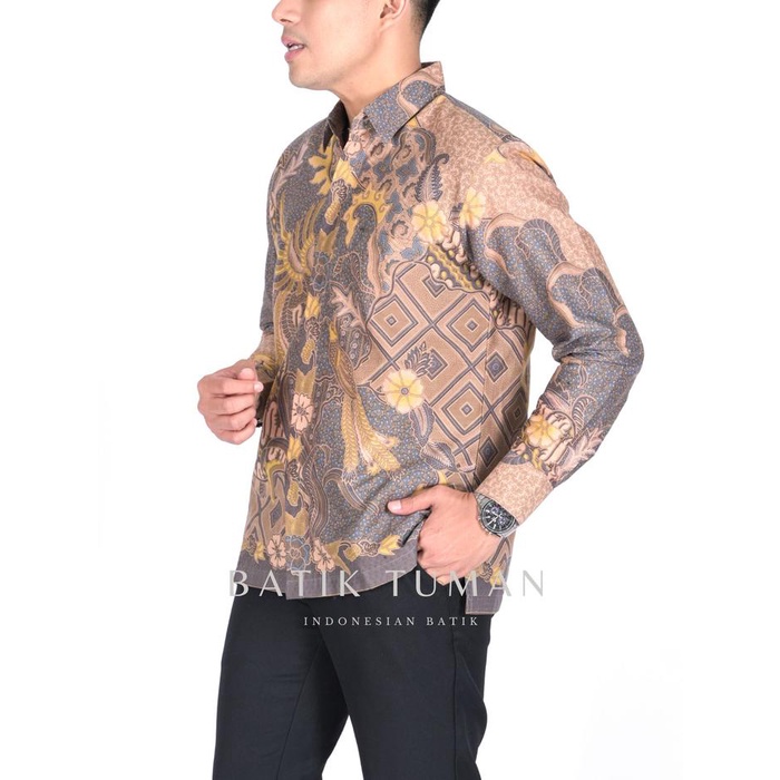 Product Laris Kartono Grey Beige Nude Kemeja Batik Pria Mewah Katun Halus Prima Berkualitas Lapis