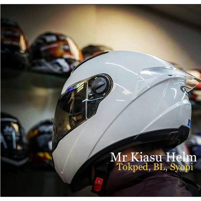 Paket3in1 SPOILER+clear+dark visor ZEUS 811 white putih helm full face