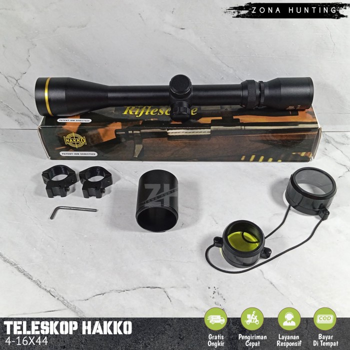 PROMO Telescope Hakko 4-16X44 Retikel Midot Ring Gold Teleskop Hakko 4-16X44 Tahan Getar Termurah