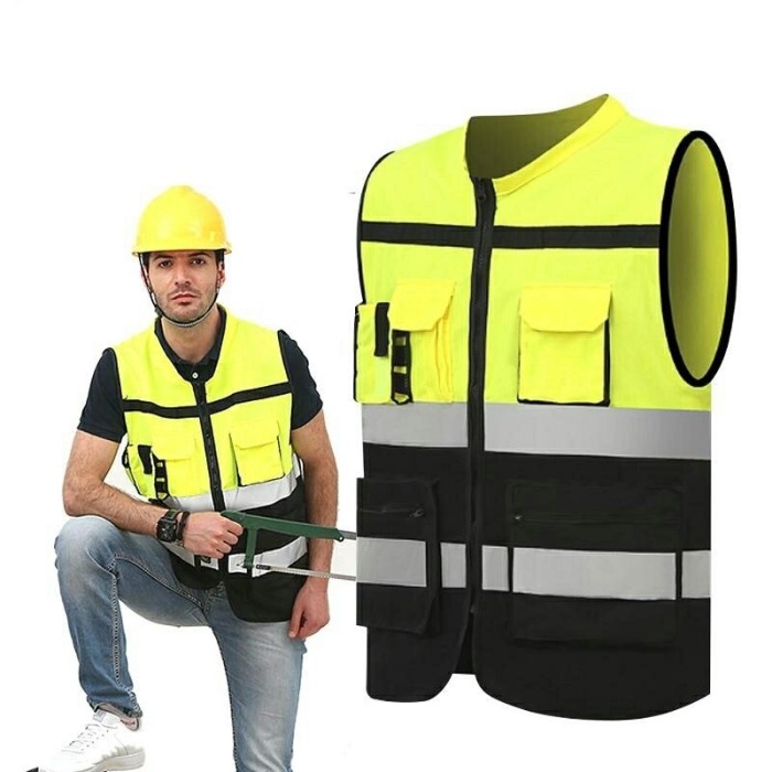 OTRAHUM Rompi Vest Strip Reflective Reflector Safety Hivis Untuk Pekerja Proyek Lapangan Bandara