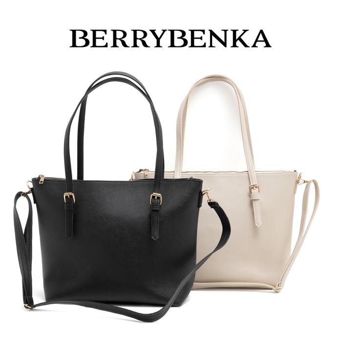 BERRYBENKA - TAS WANITA TOTEBAG TEKKA VIONA TOTE BAG KULIT PU HITAM COKELAT 100% ORIGINAL
