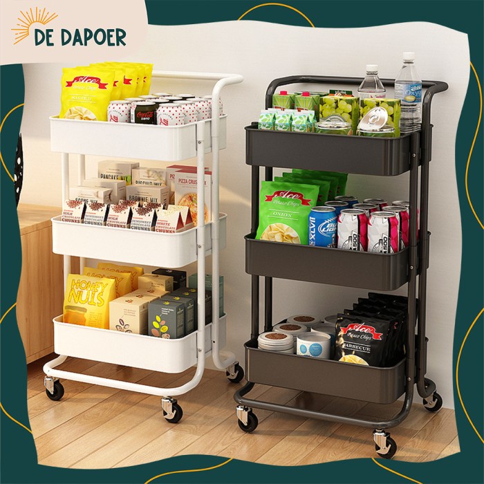 {{ Rak Troli Dapur Susun 3 Tempat Botol Bumbu Snack Buku Alat Salon Ready }}