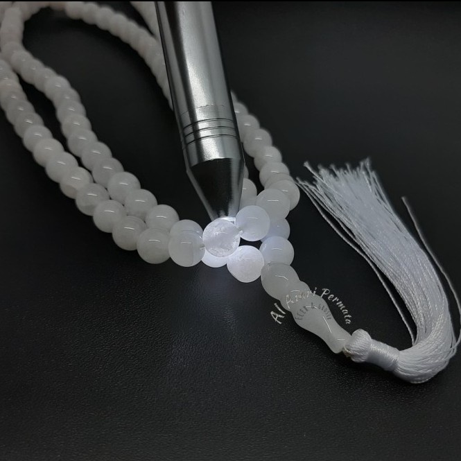 Tasbih Batu Giok Putih Asli 99 Butir - White Jade Original