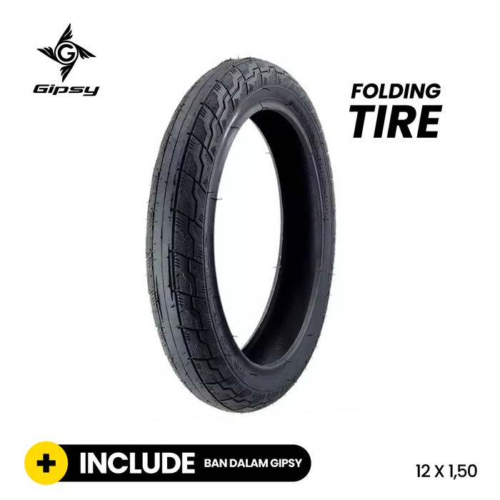 Gipsy G-PRO GS-1010 FOLDING Tyre For Kid Balance Push Bike 12 X 1.50 - Ban Push Bike - BLACK Kode