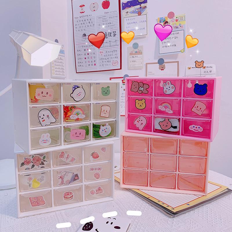 Promo [randomstuff] Box Penyimpanan 9 Sekat Rak Laci 9 Aesthetic Berkualitas Rak Kecil Penyimpanan