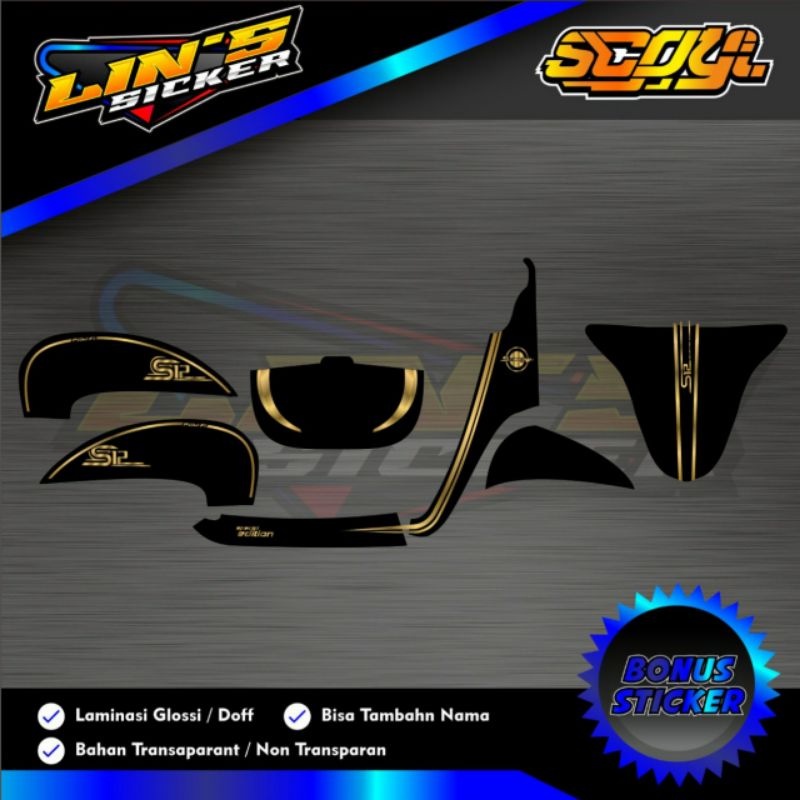 striping scoopy fi 2014 2015 2016 transparan costum gold