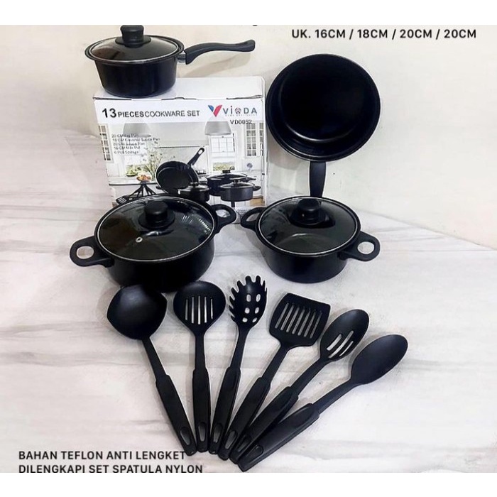 Cookware Set Panci Set Warna 13 Pcs SQRS High Quality Anti Lengket