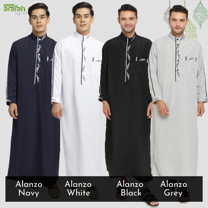 Gamis Pria Jubah Pria Keren Warna Hitam Abu Putih Navy