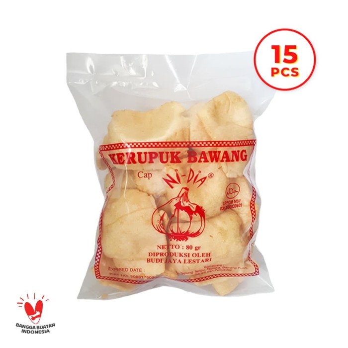 

#PAKET MURAH 15 pcs#Kerupuk/Krupuk/Kripik Bawang Nidia 80 gram