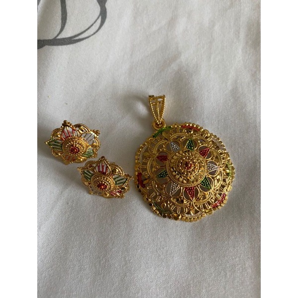 accDKI- Kalung dubai dan liotin emas set/kalung emas india perak liotin dan anting/liotin sp