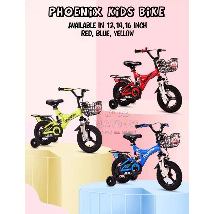 Sepeda Phoenix Anak 12,14 & 16 Inch Merah dan Biru READY STOCK