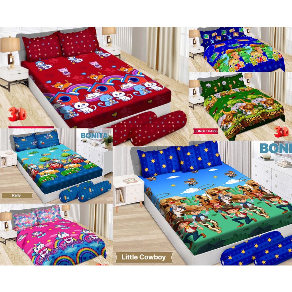 Paling Dicari Sprei BONITA Motif Anak Terbaru 3D Disperse (BISA COD) Ukuran 180x200, 160x200 Segera