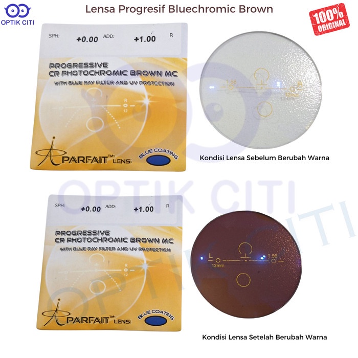 *TOP* LENSA KACAMATA PROGRESIF BLUECHROMIC BROWN PHOTOCHROMIC BLUERAY BROWN