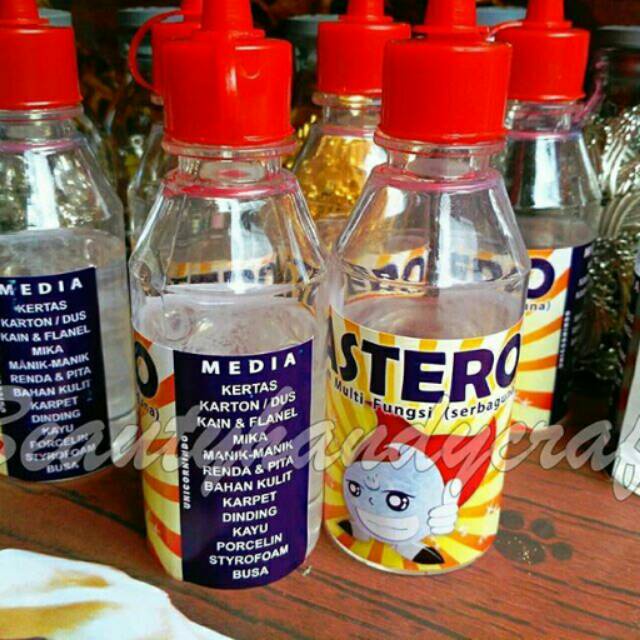 

Lem astero multi fungsi serbaguna untuk Mote manik bahan kulit mika kain dus karpet dll