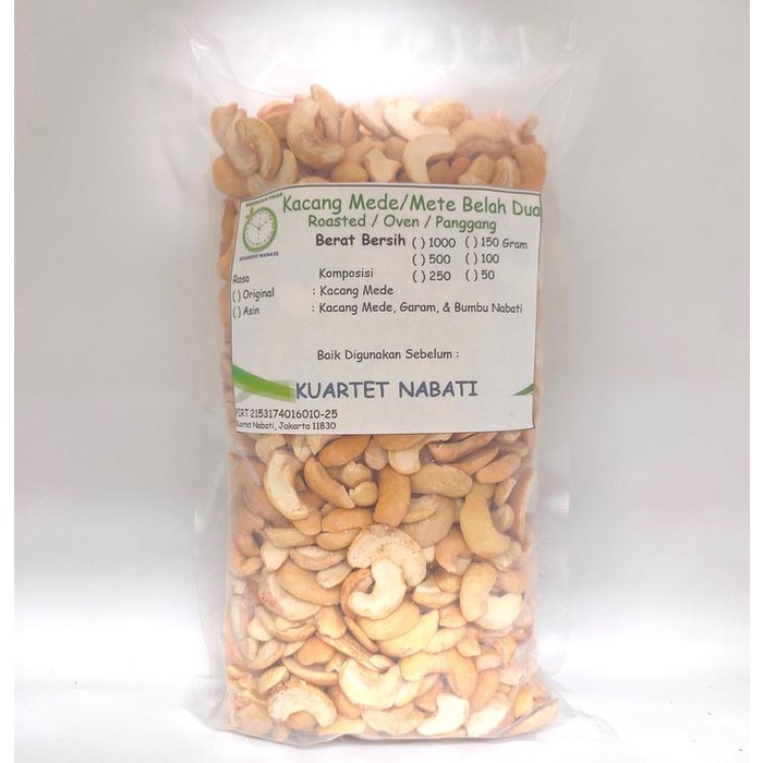 

terbaru !!! 1000gr roasted kacang mede belah 2 - mete sulawesi varian rasa original / asin oven