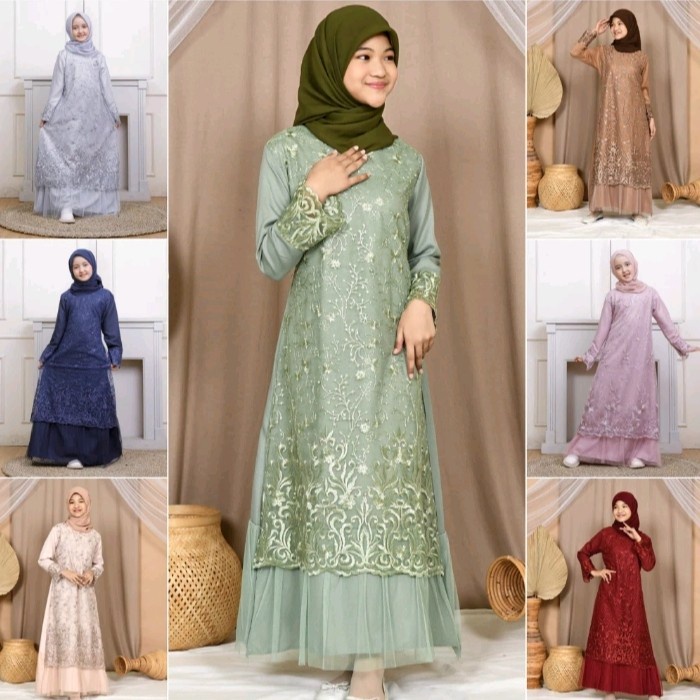 kebaya gamis anak usia 9-14 tahun / kebaya remaja brukat