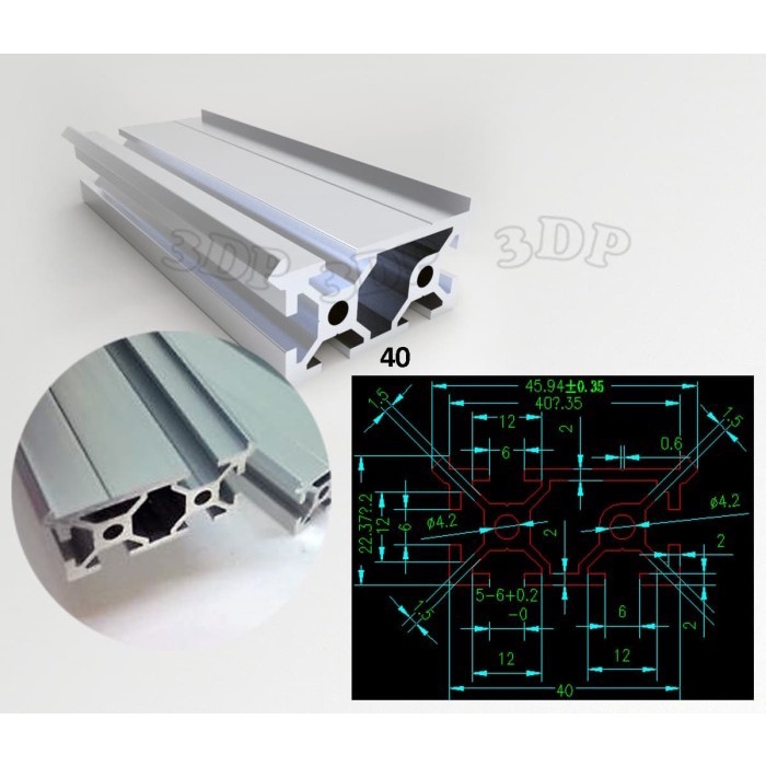 Aluminium profile V slot rail 2040E