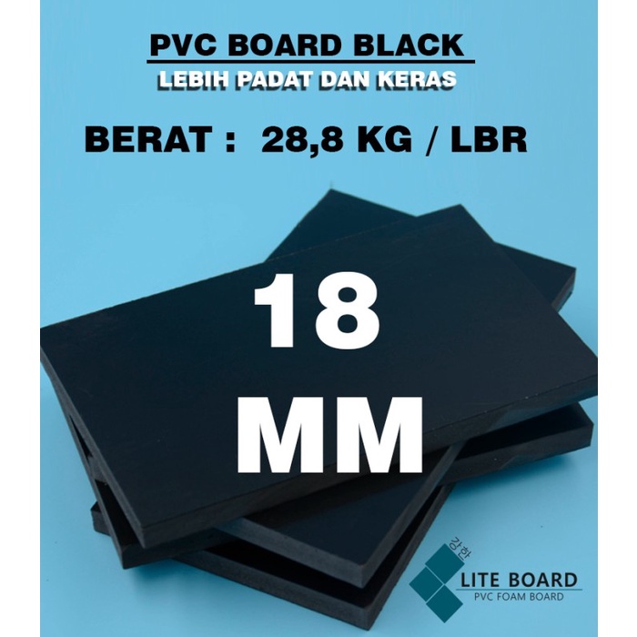 PVC FOAM BOARD 18 MM HITAM UKURAN 122 CM X 244 CM