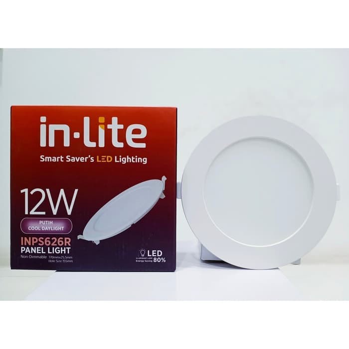 Lampu Downlight Panel LED In-lite 12 Watt Bulat IB 626R