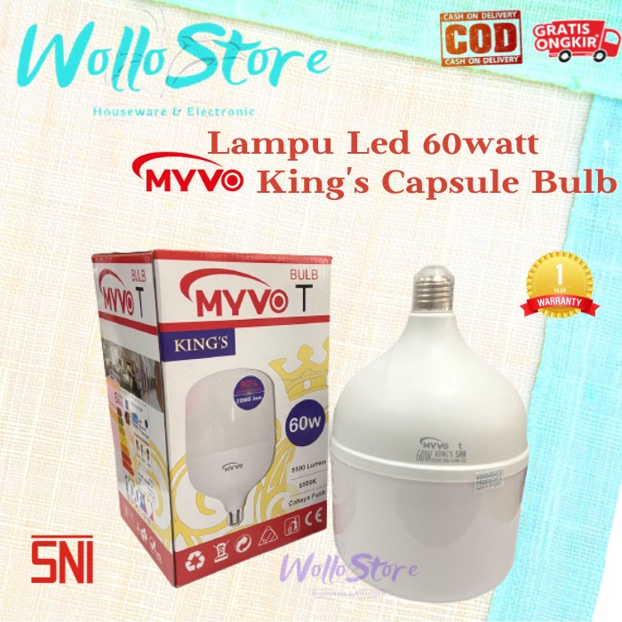 IS NEW Lampu Led 60watt Jumbo Myvo King Capsule T Bulb Nyala Putih Bergaransi