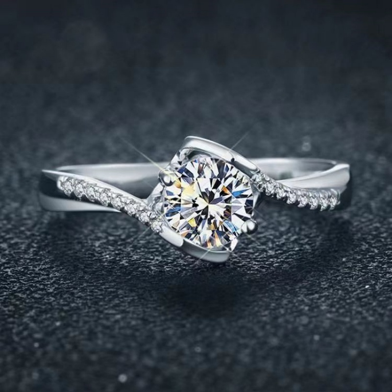 JelitaFash- Cincin Moissanite ORI Cincin Permata Berlian Titanium Wanita Cincin Perak asli bersertif