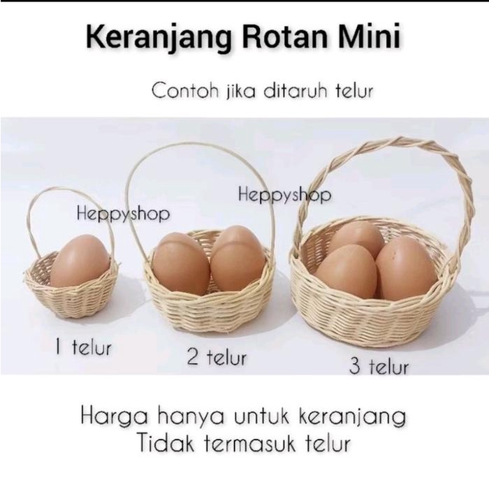 CUCI GUDANG Keranjang Rotan Mini Keranjang Telur Paskah Mini Keranjang Mini