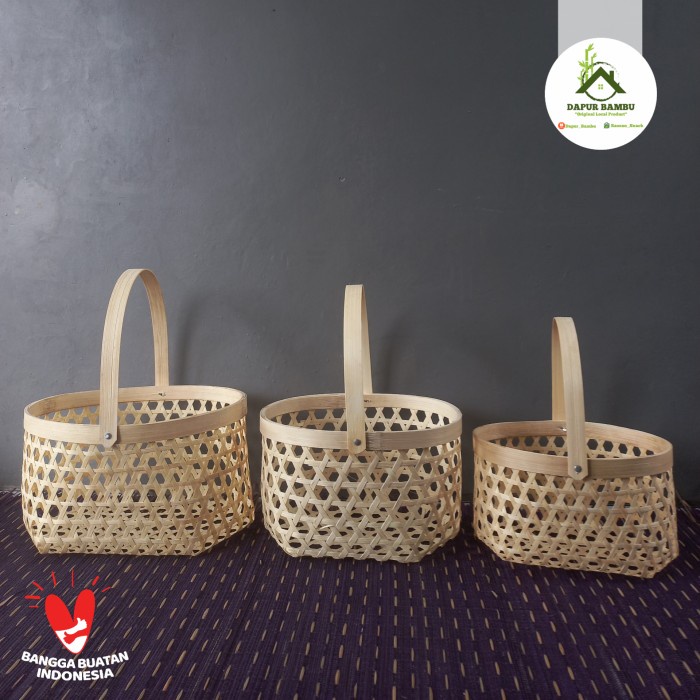 KOMPLIT TAS BAMBU KENANGA/TAS BAMBU/KERANJANG BAMBU/HAMPERS BAMBU