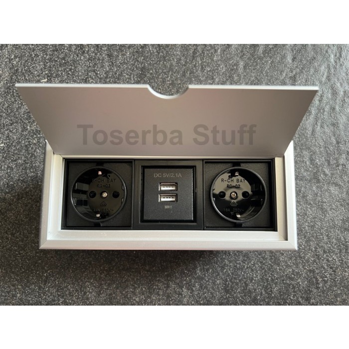 GROMMET COVER PENUTUP STOP KONTAK MEJA KERJA KANTOR ISI 2 DUA DOUBLE POWER ARDE 2 DUAL USB CHARGER