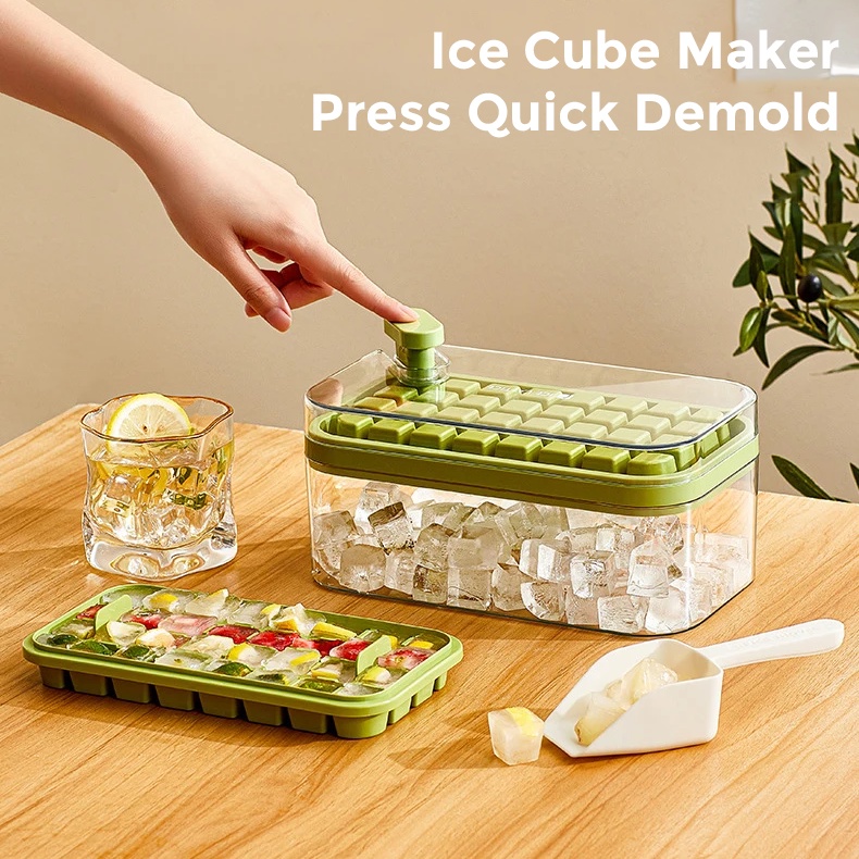 

Cetakan Es Batu Jelly Kotak 32 Grid Quick Press 2 PCS - KR238 - Hijau | Jakhoki