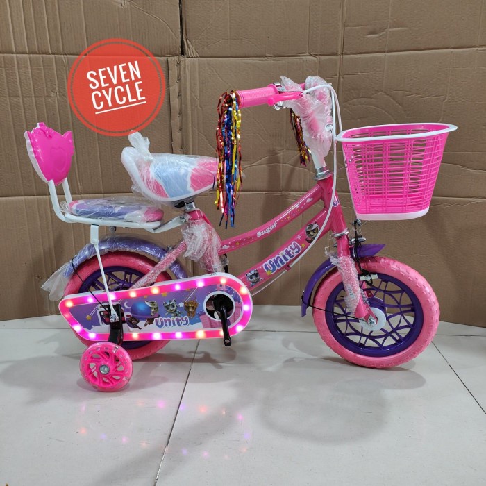TERBATAS Sepeda mini keranjang unity baby shark 12 inch ban eva music dan lampu