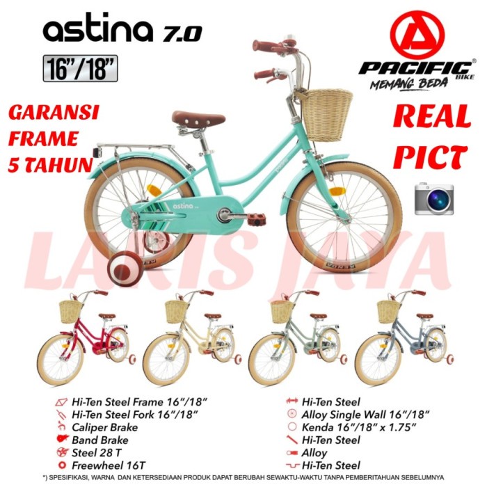 LIMITED EDITION SEPEDA ANAK PEREMPUAN MINI 18 PACIFIC ASTINA 7.0 SEPEDA KERANJANG 18 INCH PACIFIC