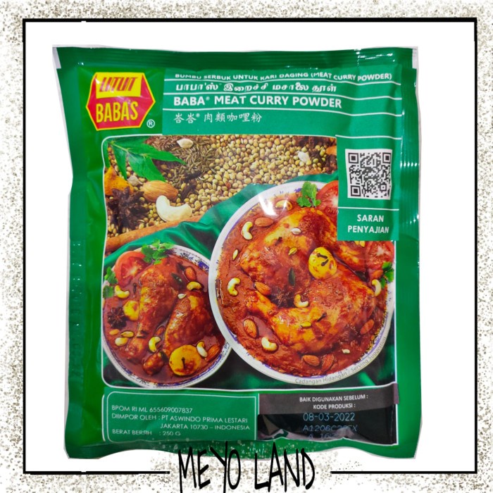 

BABA Bumbu Kari Daging Babas Baba's Meat Curry Powder 250g bubuk 250 g