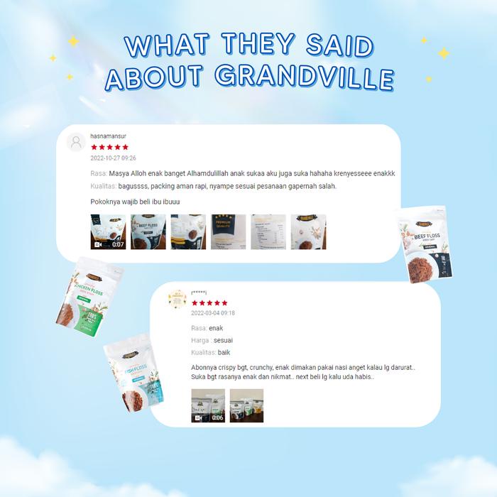 

Grandville Abon Sapi Crunchy 100gr - Abon Ayam dan Ikan - Abon Mpasi Bayi Abon Anak Non Msg Gluten