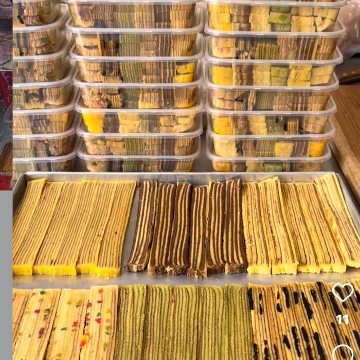 

Potongan Pinggiran kue lapis legit mix 6 rasa 350gr
