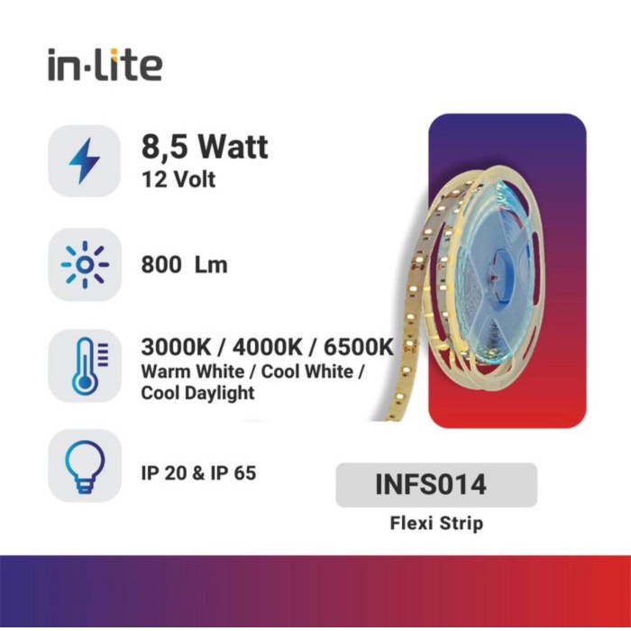 PREMIUM INLITE Lampu Led Strip 8,5w INFS014 IP65 IP20 Lampu Led Strip In-Lite