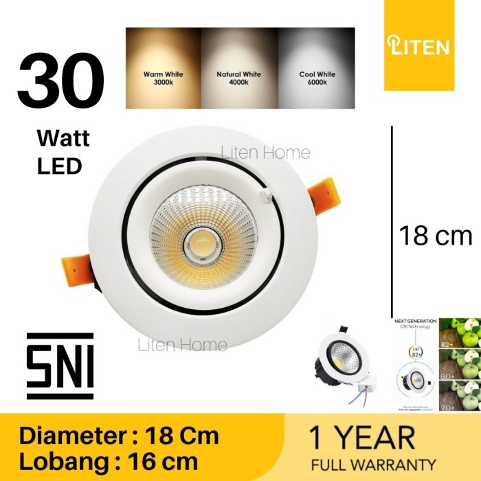 PREMIUM LH262 Lampu Downlight LED / Spotlight COB 30w 30 watt Plafon Alumunium