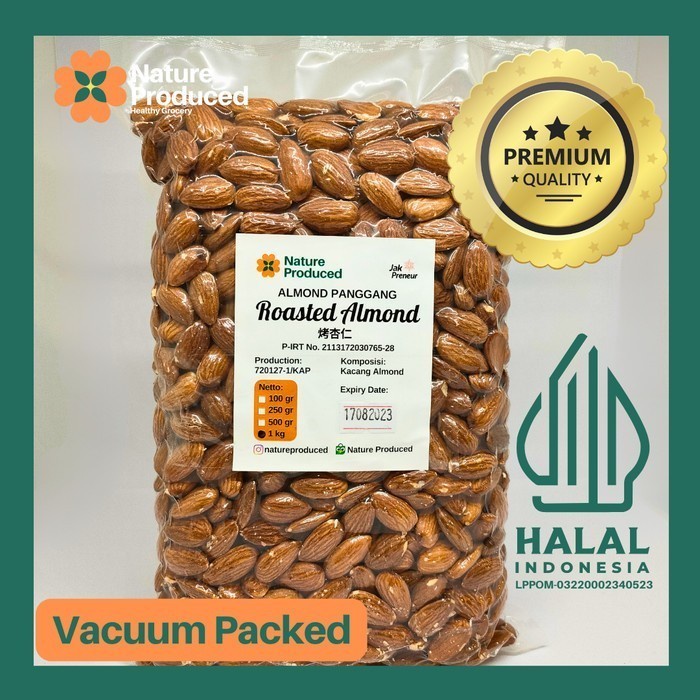 

Nature Produced Roasted Almond Kacang Panggang 100gr 250gr 500gr 1kg