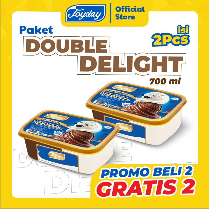 

terbaru !!! beli 2 gratis 2 joyday ice cream paket duo delight 700 ml - isi 4 pcs es krim ready