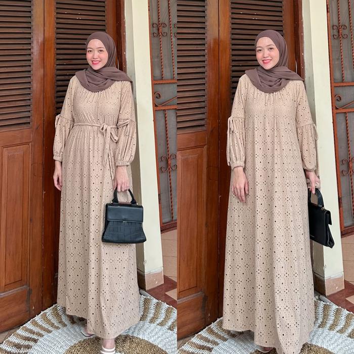 Joley Cloth - Raveena Dress Otfit Kondangan Elegant Bridesmiad Knit Bordir Gamis Wanita Muslimah