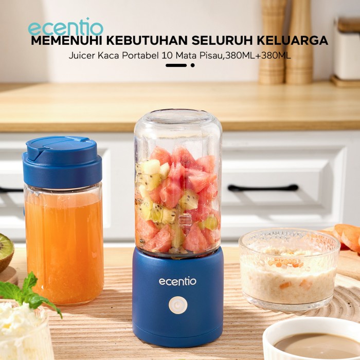 1L Diseny Botol+ Jucier30 Hari WarrantyEcentio Blender 10 Pisau Juicer Kaca Tebal 2 Cup Mini