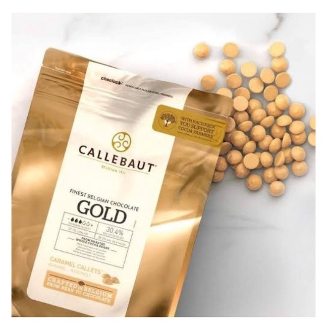 

SALE PROMO CALLEBAUT GOLD CHOCOLATE GOLD CALLETS COUVERTURE 30.,4% 500 GR IMPORT READYY