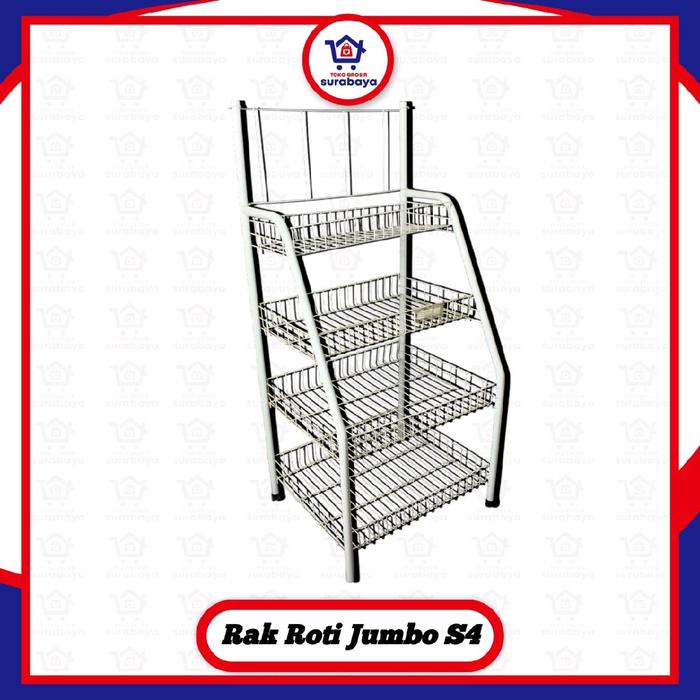 TERMURAH Rak Roti Serbaguna Susun 4 / Rak Besi Anti Karat / Rak Keranjang Toko / Rak Display / Rak