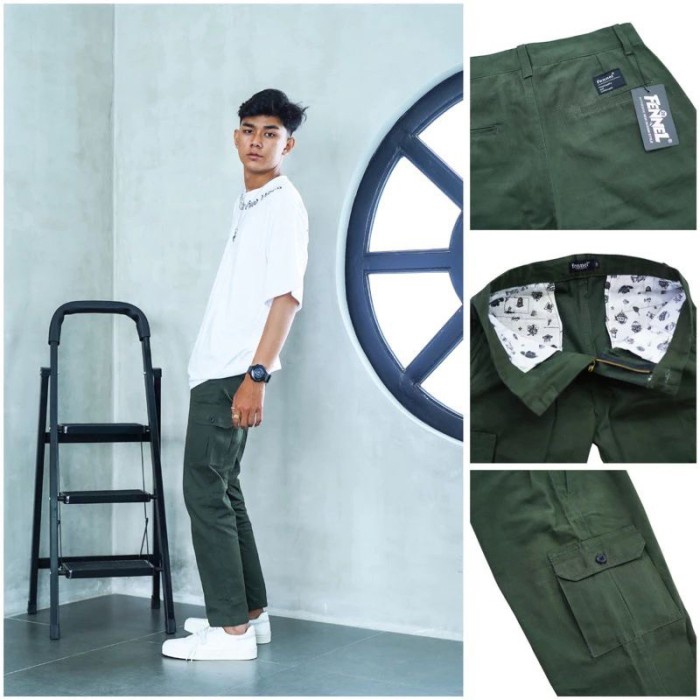 Hot Sale Celana Panjang Cargo Twill Tebal / Long Pants Cargo Fennel Readyy