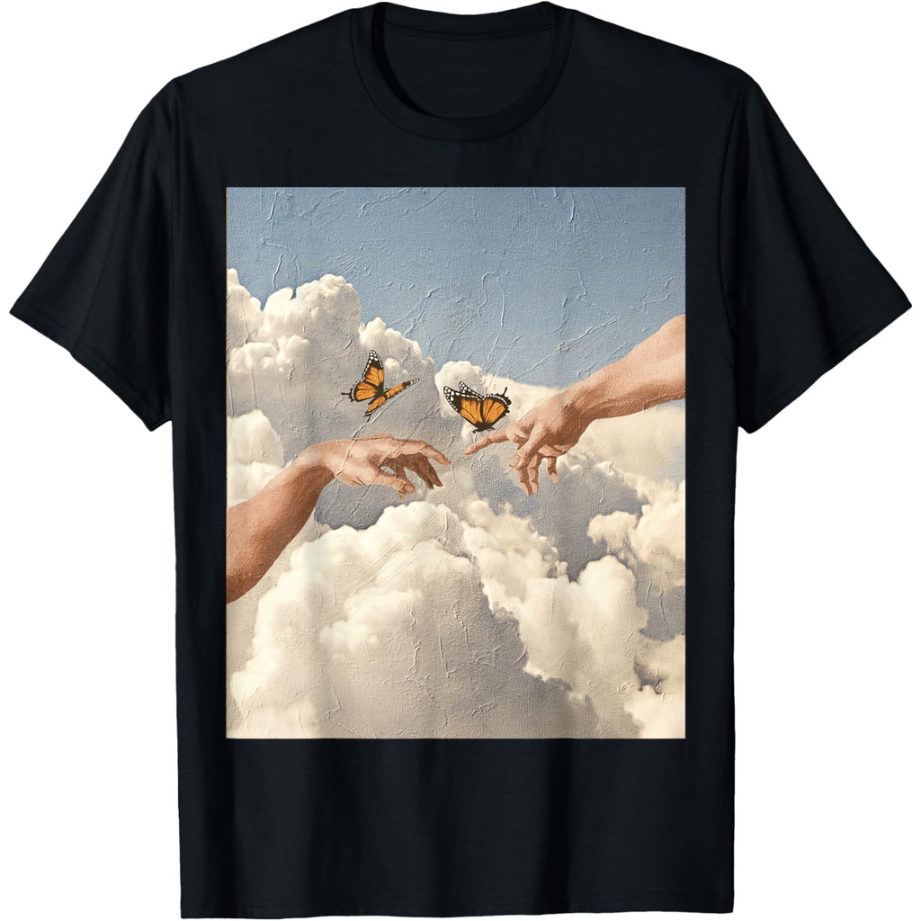 Kaos Vintage Cloud Aesthetic Dreamcore Angelcore Creation Of Adam